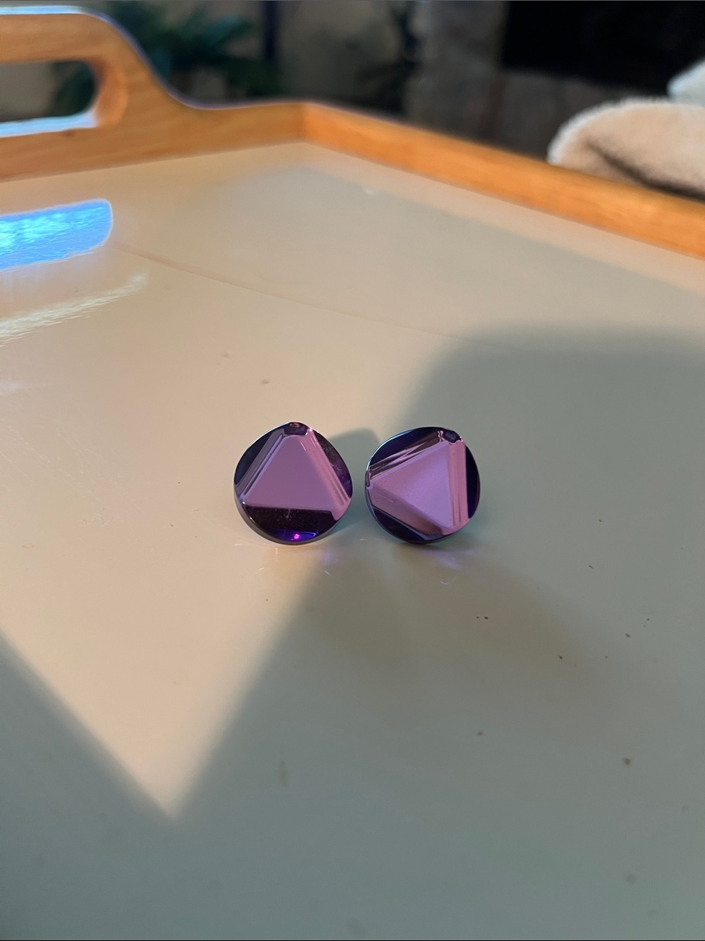Purple Faceted Round Stud Earrings - Women Jewelry